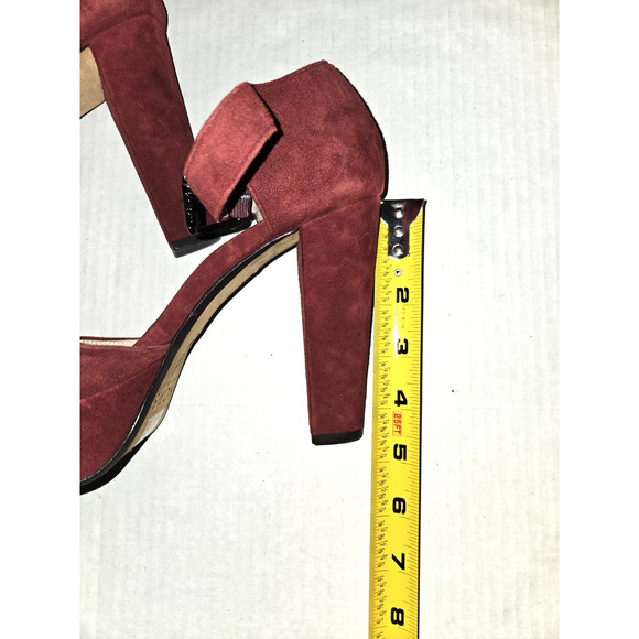 Womens Michael Kors Sierra Platform Heels Mary Jane Size 8 Suede Bordeaux/Red - Picture 7 of 11